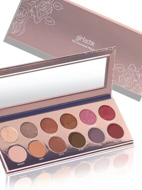 Girlactik The Essential Eyeshadow Palette - 12 Shade Makeup Set (Pink/Rose)
